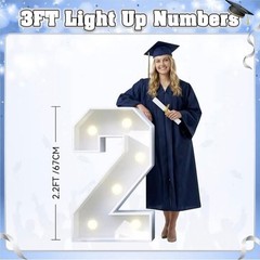 Marquee Numbers Sign 2026 3FT Pre Cut Light Foam Board Graduation Party