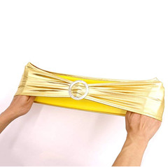 Shiny Spandex Chair Bands Sashes Metallic Hot Pink Wedding Party Decoration