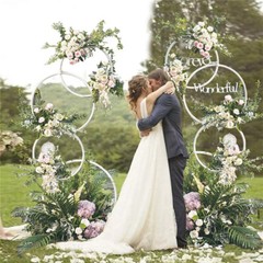 2x Heavy Duty Backdrop Stand w/ Base Portable Wedding Metal Arch Party Frame Kit