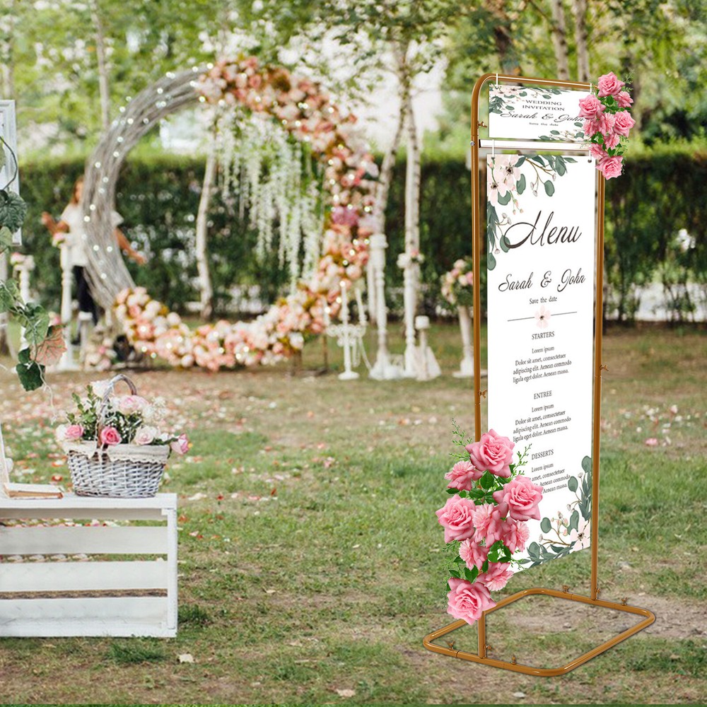 4.9ft Wedding Sign Stand Metal Gold Poster Display Stand Wedding Welcome Stand