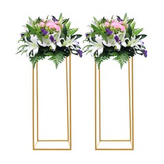 2Pc Gold Metal Floor Stand Iron Column Vase Holder Wedding Decor