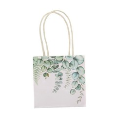 Green 12 Paper 4″ Eucalyptus Leaves Print Favor Gift Bags Handles Party Events