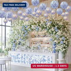 Retisee 12 Pcs Chinoiserie Paper Lantern Set 10 Inches Wedding Blue and White De