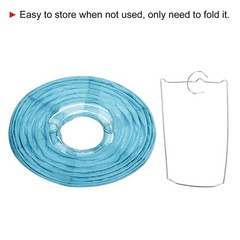 6pcs 6 Inch Folding Hanging Paper Lanterns Small Lampshade Light Blue