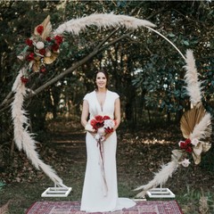 2.2/2.4M Round Metal Wedding Arch Frame Moongate Base Garden Arbor CircularStand