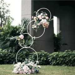 Wedding Flower Display Frame Round Arch White Metal Circle Backdrop Stand Party