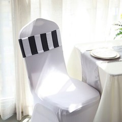 5 Black White 5×14 in Striped Spandex Stretchable CHAIR SASHES Party Decorations