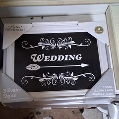 Celebrate! Wedding Event Signs 3pc Set, Black/White Rectangle 11.02 x 8.46 in