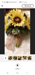 Bridal Bouquet, Sunflowers, White Roses, Greenery, Daisies, Wedding Flowers