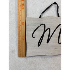 Hobby Lobby Mr and Mrs Wedding Chair Signs Gray Wood Grain Farmhouse Decor Set 2