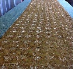 25 ft Rosette Satin Aisle Runner 54″ Wide 3D Fabric 22 Colors Spiral Ribbon Rose