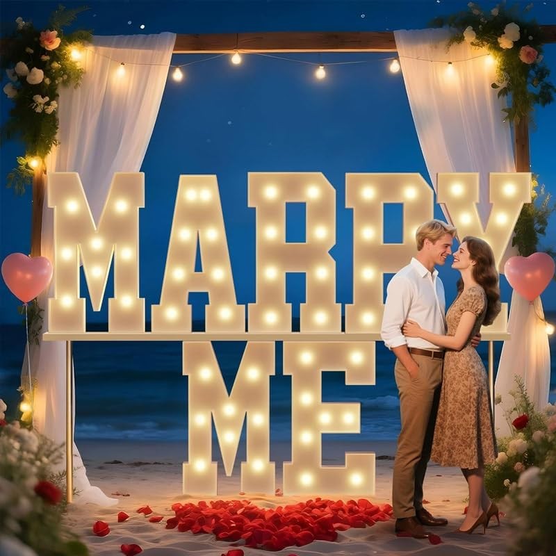 Large Light Up Marry Me Sign Premium LED Letter Decor Table Backdrop
