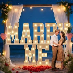 Large Light Up Marry Me Sign Premium LED Letter Decor Table Backdrop