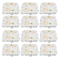 12PCS Artificial Flower Wall Panels White Artificial Flower Wall Backdrop Panels