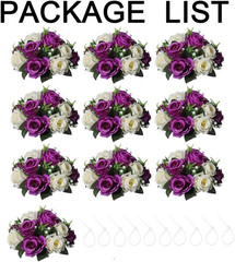 10-Piece Silk Rose Flower Set for Wedding & Party Decor
