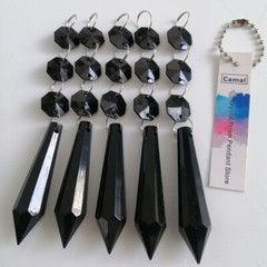 100pcs Acrylic Crystal Bead Pendant Black Garland Chandelier Hanging Wedding DIY