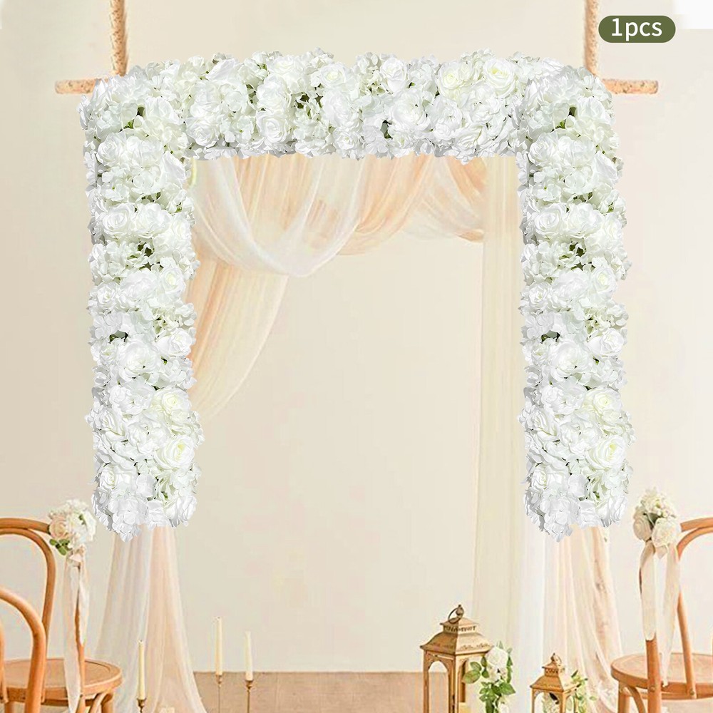 1m Artificial Rose Silk Flower Row Arrangement Wedding Arch Backdrop Wall Decor
