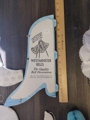 Vintage Lot Of 14 Beistle/Hallmark White/Blue Honeycomb Bells Wedding +4 Diecut