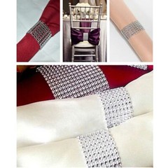 1.55″ 10FT 8rows Silver Diamond Sparkle Rhinestone Wrap Ribbon Wedding Decor