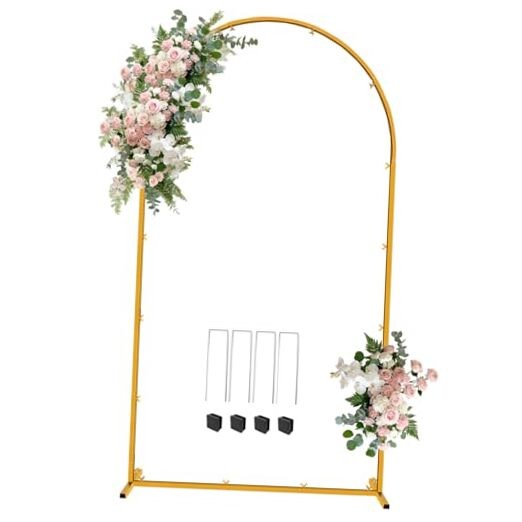 7.2 FT Wedding Arch Backdrop Stand, Gold Metal Arch Backdrop 7.2 x 4 FT (HxW)
