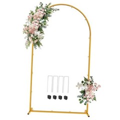 7.2 FT Wedding Arch Backdrop Stand, Gold Metal Arch Backdrop 7.2 x 4 FT (HxW)