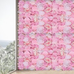 6 Pcs Wedding Flower Wall Panel Floral Backdrop Silk Rose Wall 40*60cm Dark Pink