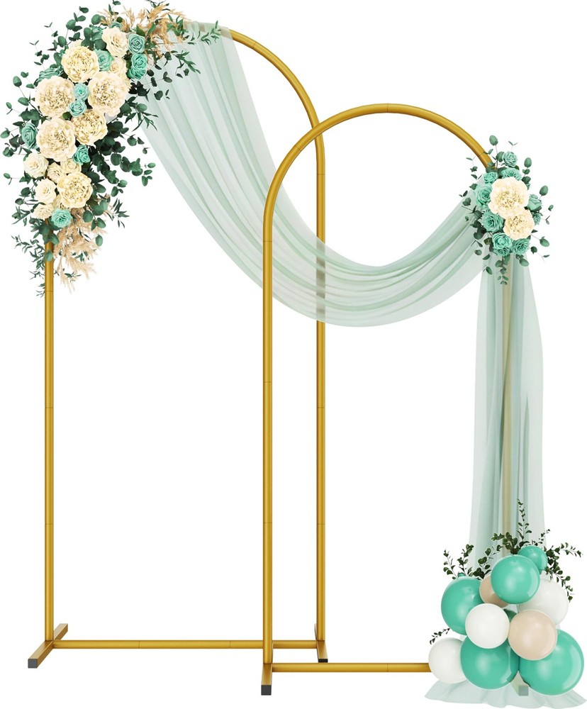 6FT+5FT Gold Metal Arch Backdrop Stand 2-Piece Set for Wedding Party Decor