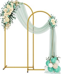 6FT+5FT Gold Metal Arch Backdrop Stand 2-Piece Set for Wedding Party Decor