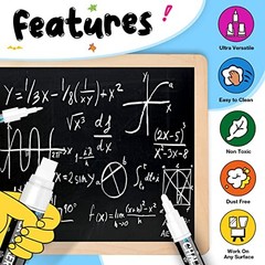 White Liquid Chalk Pens, Window Markers for Glass Washable, 6 White (5 Size)