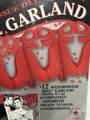 Vintage 90s Beistle Lot of 3 Wedding Bell Garland 12 Ft Westminster 3D Red Bells
