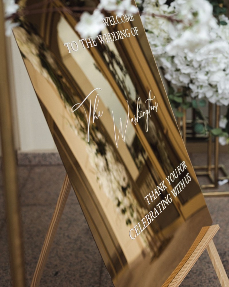 Gold Mirror Acrylic Wedding Welcome Sign – Wedding Reception Sign -Wedding Decor