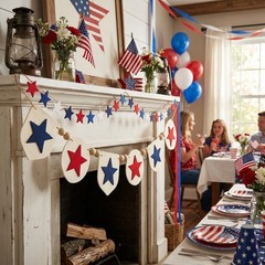 Felt Festive Banner for National Celebration Day Decorations Red 10 10cm