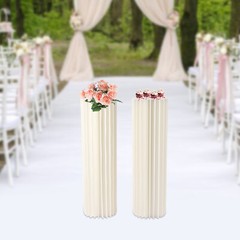 2Pcs 39.4in Milky White Cardboard Vase Stands Wedding Party Decor