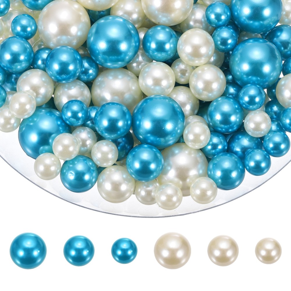 200 Pcs Pearl Bead for Vase Filler, 20/14/10mm Floating Beads(Lake Blue Beige)
