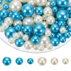 200 Pcs Pearl Bead for Vase Filler, 20/14/10mm Floating Beads(Lake Blue Beige)