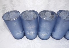 Wedding Decor- Vase / Candle Holder – Frosted Floral Periwinkle Blue