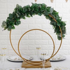 2 GOLD Metal HOOPS Round Standing Wreath Rings Set Party Wedding Decorations