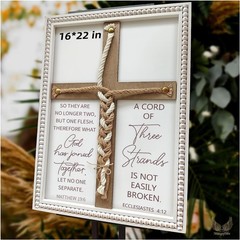 A Cord of Three Strands Wedding Ceremony Sign 16×22 in – Unity Rope Cross Bra…