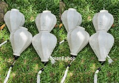 Set 8 Ivory White Silk Lanterns Wedding Bamboo Lantern Garden Restaurant deccor