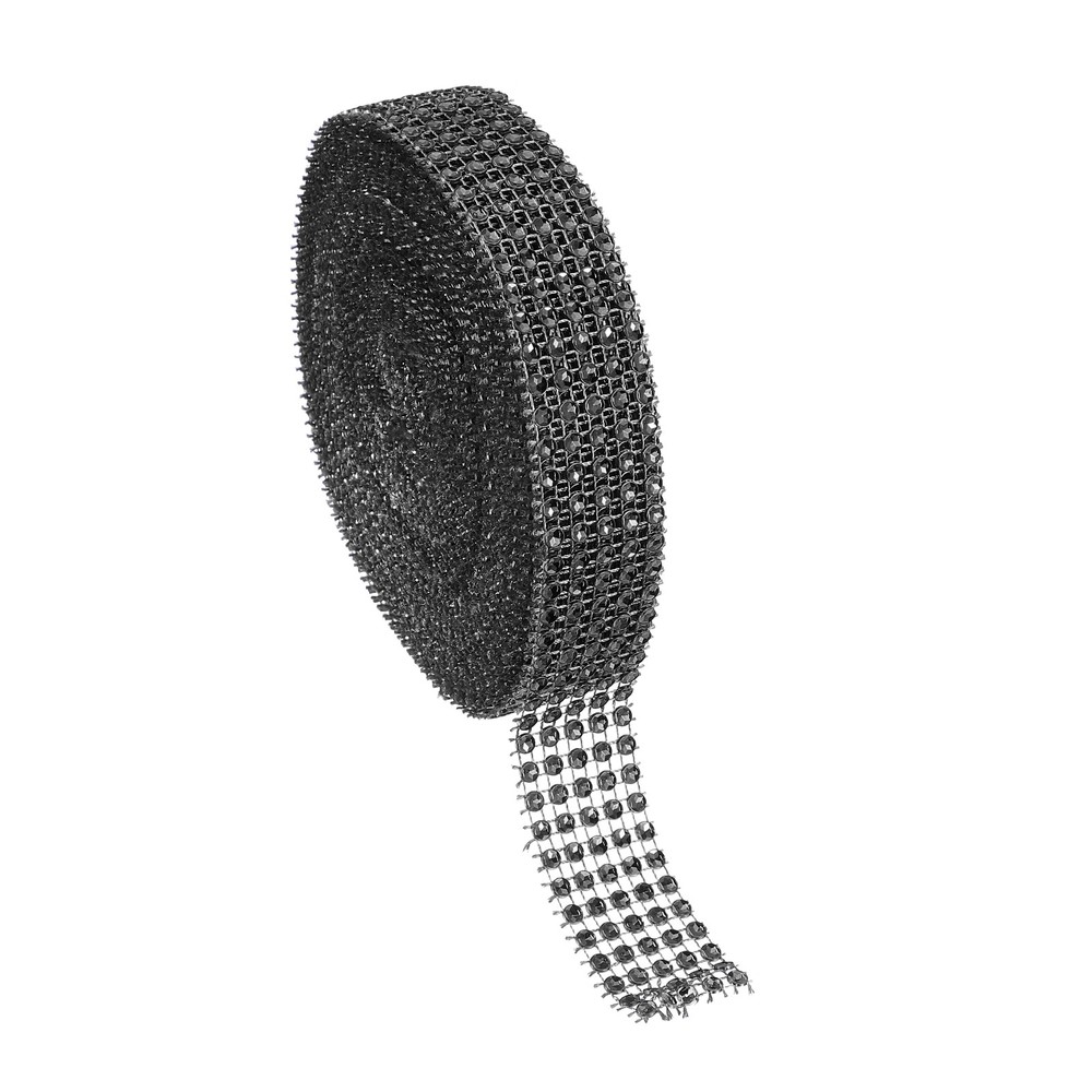 1″x10 Yard Crystal Rhinestones Mesh Ribbon Black (4mm)