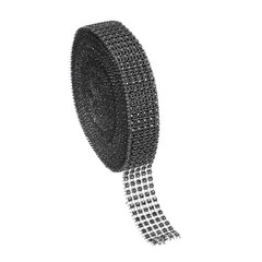 1″x10 Yard Crystal Rhinestones Mesh Ribbon Black (4mm)