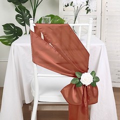 10 Terracotta Satin CHAIR SASHES Ties Bows Wedding Ceremony Reception