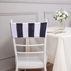 5 Black White 5×14 in Striped Spandex Stretchable CHAIR SASHES Party Decorations