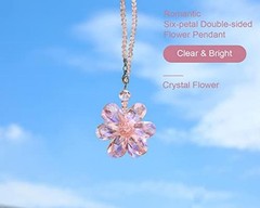 Pink Crystal Flower Car Charm Rear View Mirror Pendant Decor | Pink Flower
