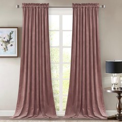 Soft Velvet Wild Rose Curtains 105 inches Privacy Drapes, 2 Panels | 300GSM S…
