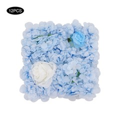 12PCS Artificial Flower Wall Panels White+Blue Dreamlike Flower Wall Backdrop