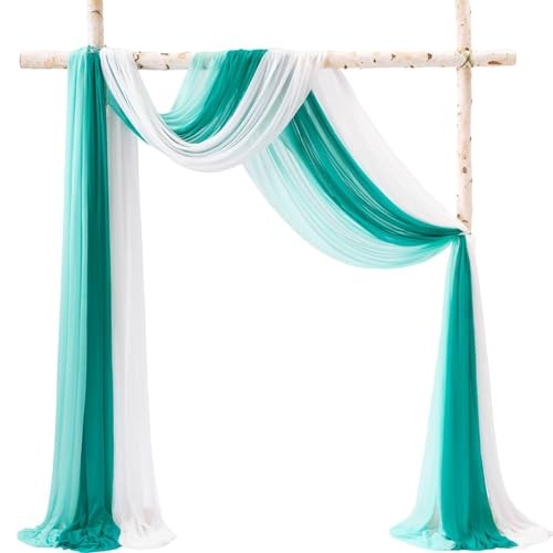 3 Panels Wedding Arch Draping Fabric, 30″ x 20ft Dark Teal Deep Teal Green