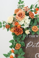 2Pc Burnt Orange Wedding Welcome Sign Floral Swag Garland Flowers
