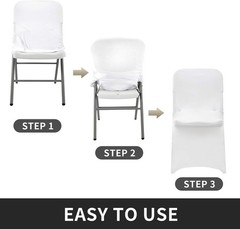 Stretch Spandex Folding Chair Cover for Wedding Party Dining Banquet Event Wh…