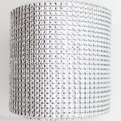 4.75″x10 YARDS SILVER DIAMOND MESH WRAP ROLL SPARKLE RHINESTONE CRYSTAL RIBBON